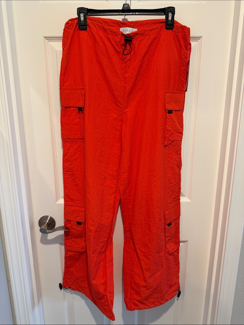Wide Leg Cargo Pants in Bright Red
